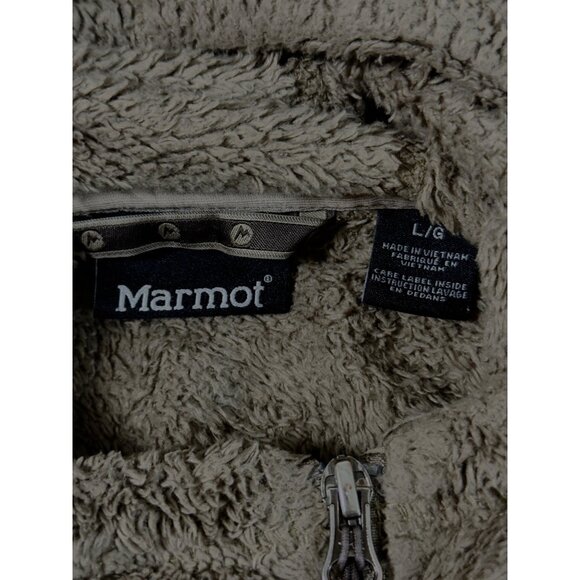 Marmot Women’s Large Hooded Full Zip Fleece Jacket Taupe Plush Teddy Soft Cozy - Picture 8 of 12